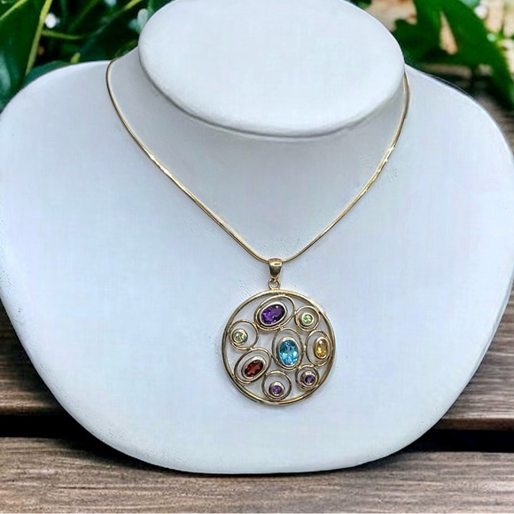 🌺Gold Vermeil & Gemstone Necklace-NWOT - Picture 2 of 10